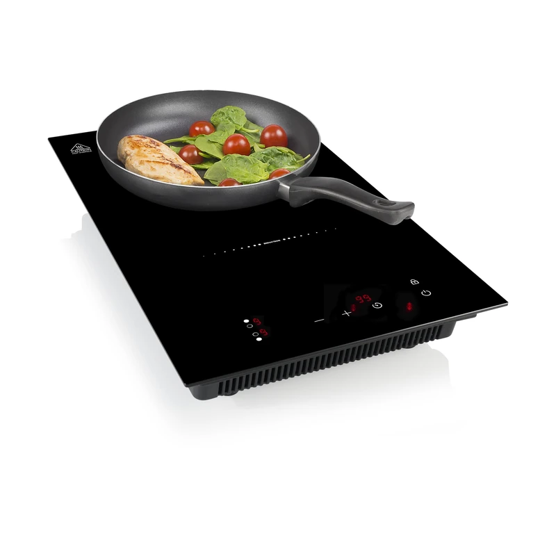 Princess 303015 Dual Induction Hob, Built-in or Freestanding, 3300 W, Touch Control with LCD, Timer, Auto Shut-Off, Overheating Protection, Easy to Clean