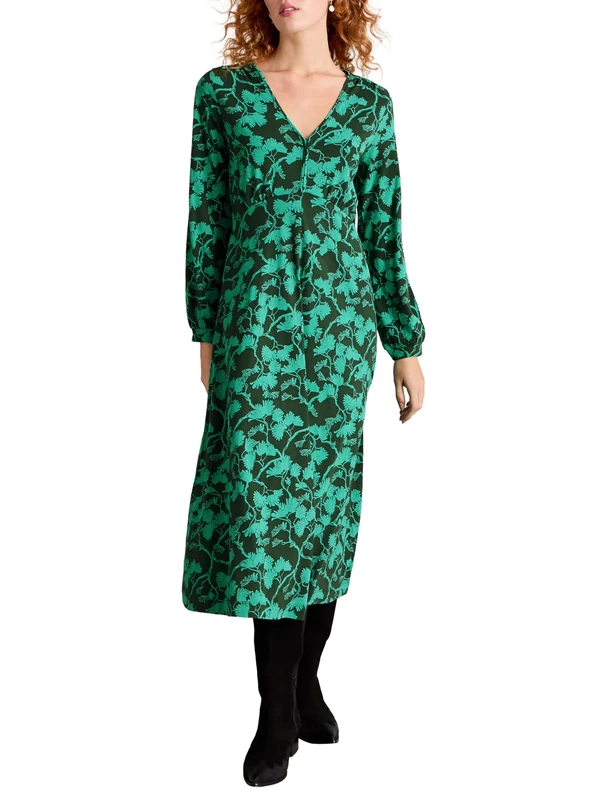 White Stuff Women's Megan Dress, Green Pr, 14