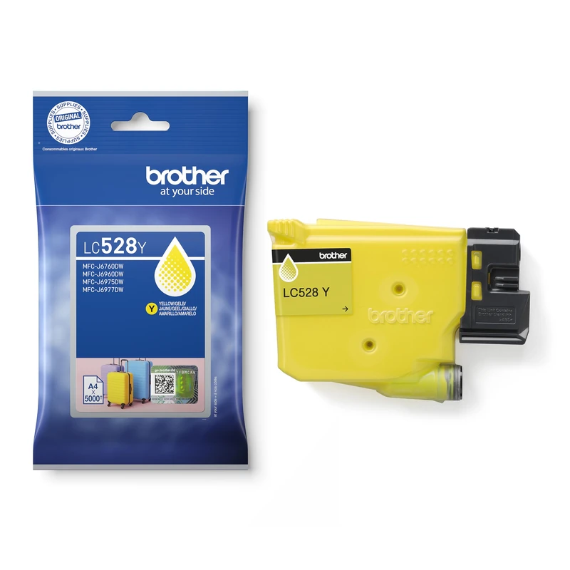 Brother LC528Y Inkjet Cartridge, Yellow, Standard Yield, Single Pack, includes 1 x Inkjet Cartridge, Genuine Supplies