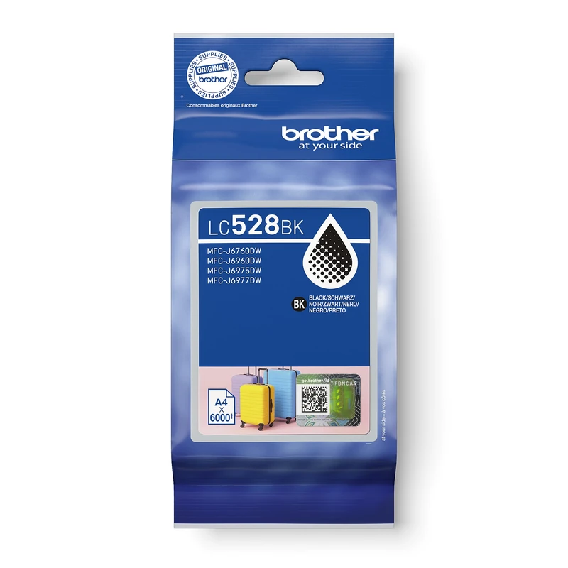 Brother LC528BK Inkjet Cartridge, Black, Standard Yield, Single Pack, includes 1 x Inkjet Cartridge, Genuine Supplies - Image 1