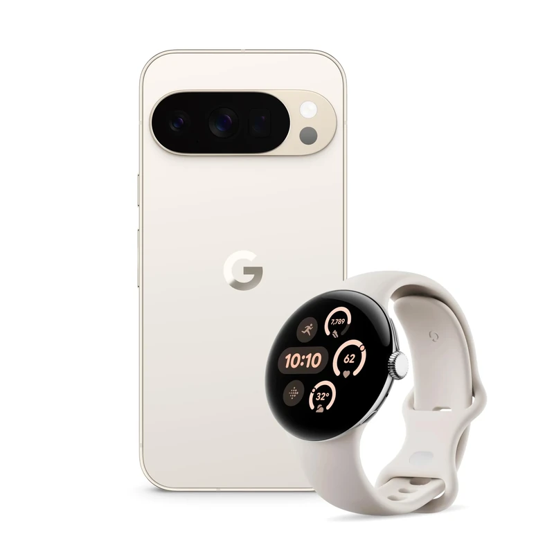 Google Pixel 10 Pro - Unlocked Android Smartphone with Gemini, Triple Rear Camera System, 24+ Hour Battery and 6.3" Super Actua Display - Porcelain, 256GB + Watch 3 (Porcelain)