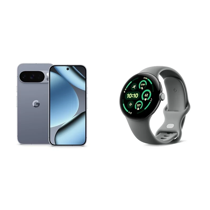 Google Pixel 10 Pro - Unlocked Android Smartphone with Gemini, Triple Rear Camera System, 24+ Hour Battery and 6.3" Super Actua Display - Moonstone, 256GB + Watch 3 (Hazel)