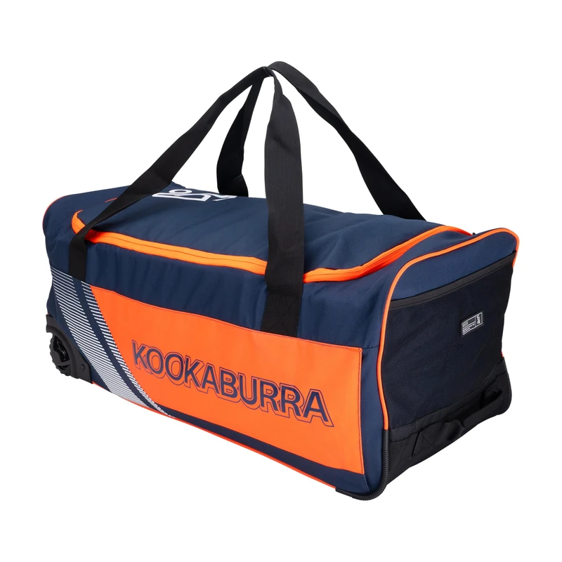 Kookaburra 9500 Wheelie Cricket Bag - Navy & Orange, 700mm x 310mm x 280mm - Image 1