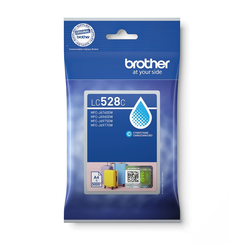 Brother LC528C Inkjet Cartridge, Cyan, Standard Yield, Single Pack, includes 1 x Inkjet Cartridge, Genuine Supplies - Image 1