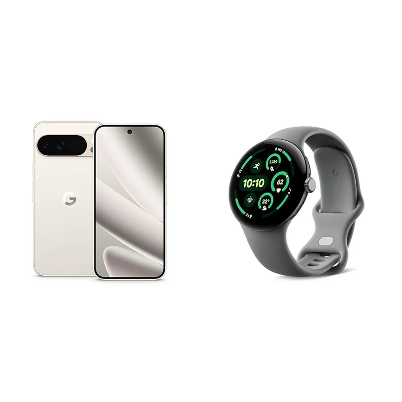 Google Pixel 10 Pro XL - Unlocked Android Smartphone with Gemini, Triple Rear Camera, 24+ Hour Battery and 6.8" Super Actua Display - Porcelain, 256GB + Watch 3 (Hazel)