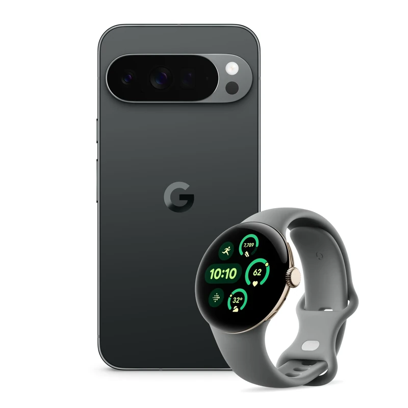 Google Pixel 10 Pro XL - Unlocked Android Smartphone with Gemini, Triple Rear Camera, 24+ Hour Battery and 6.8" Super Actua Display - Obsidian, 1TB + Watch 3 (Hazel)