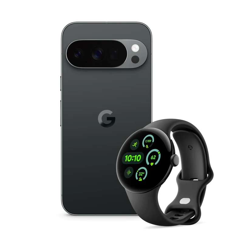 Google Pixel 10 Pro - Unlocked Android Smartphone with Gemini, Triple Rear Camera System, 24+ Hour Battery and 6.3" Super Actua Display - Obsidian, 128GB + Watch 3 (Obsidian)