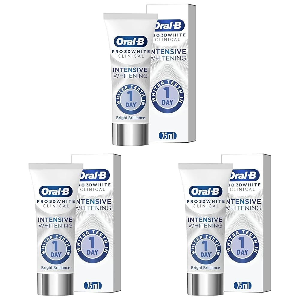 Oral-B Pro-3D White Clinical Intensive Whitening Toothpaste Bright Brilliance 75ml (Pack of 3)