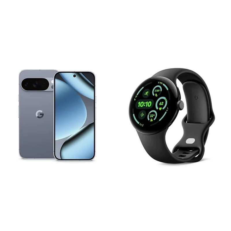 Google Pixel 10 Pro - Unlocked Android Smartphone with Gemini, Triple Rear Camera System, 24+ Hour Battery and 6.3" Super Actua Display - Moonstone, 256GB + Watch 3 (Obsidian)