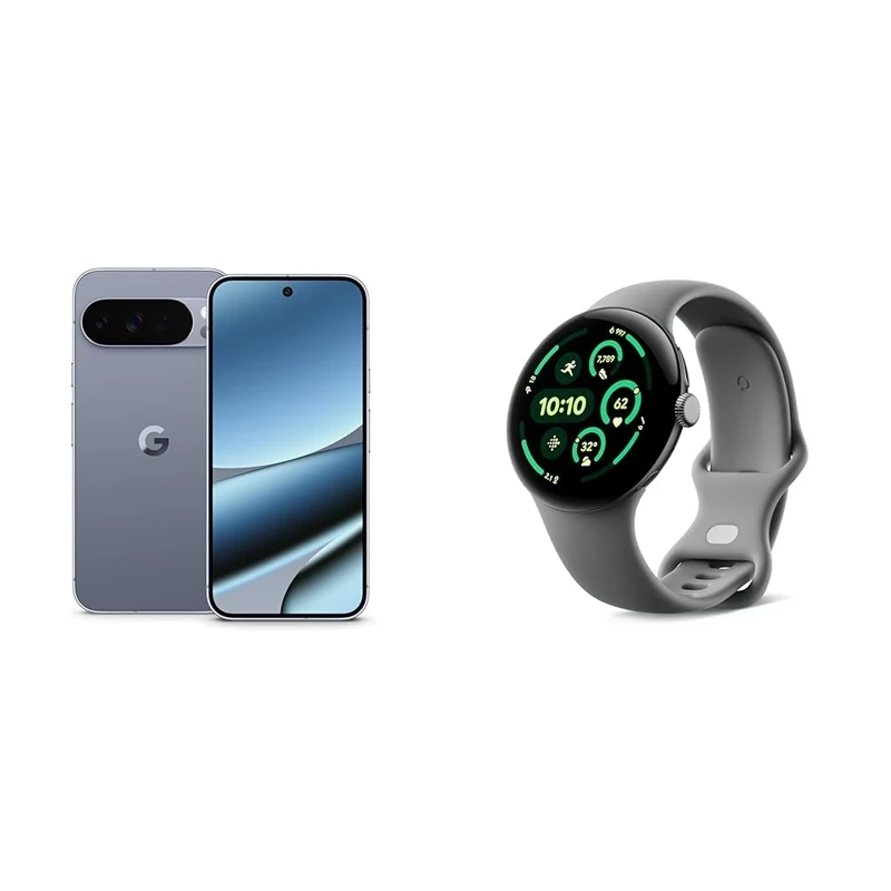 Google Pixel 10 Pro XL - Unlocked Android Smartphone with Gemini, Triple Rear Camera, 24+ Hour Battery and 6.8" Super Actua Display - Moonstone, 256GB + Watch 3 (Hazel)