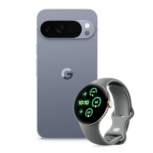 Google Pixel 10 Pro XL - Unlocked Android Smartphone with Gemini, Triple Rear Camera, 24+ Hour Battery and 6.8" Super Actua Display - Moonstone, 512GB + Watch 3 (Hazel)