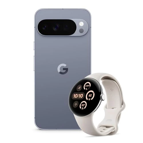 Google Pixel 10 Pro XL - Unlocked Android Smartphone with Gemini, Triple Rear Camera, 24+ Hour Battery and 6.8" Super Actua Display - Moonstone, 256GB + Watch 3 (Porcelain)