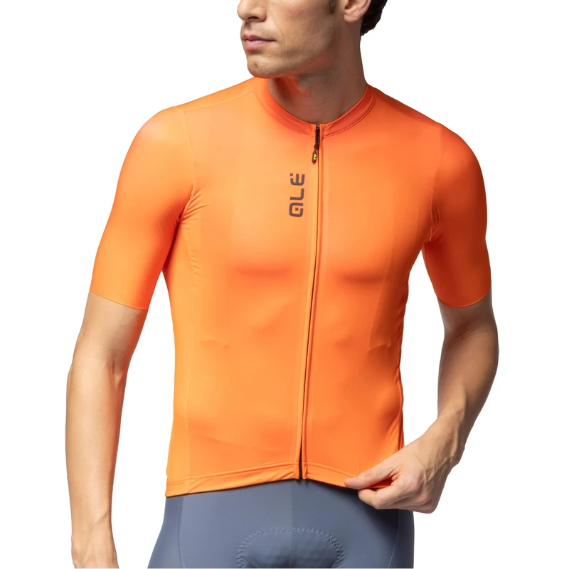 Alé Cycling Men's Pragma Colour Block Short Sleeve Cycling Jersey, Fluo Orange, L