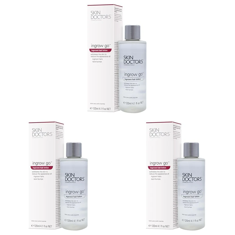 Skin Doctors Ingrow Go Lotion | Ingrown Hair Treatment | Reduces Razor Burns & Bumps I Use on Legs, Bikini Line, Underarm & face | 120ml (Pack of 3)