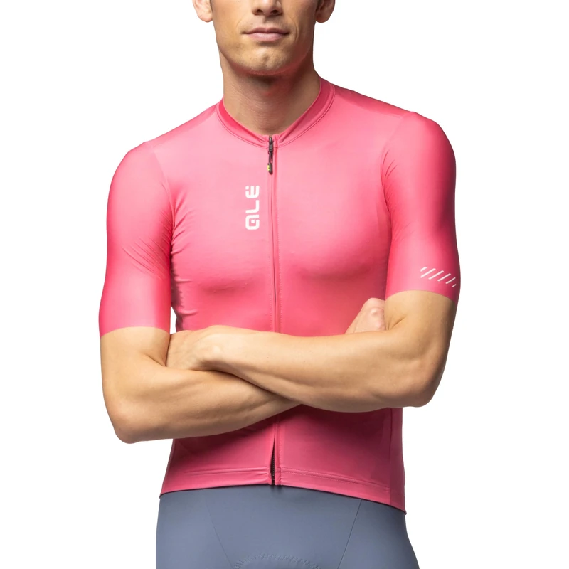 Alé Cycling Men's Pragma Colour Block Short Sleeve Cycling Jersey, Flamingo Pink, M