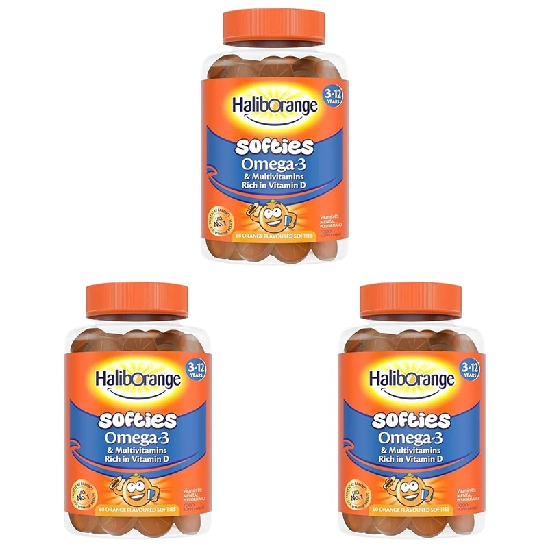 Haliborange Omega 3 Softies 180 Pack - Orange Multivitamin with A, C& Omega-3
