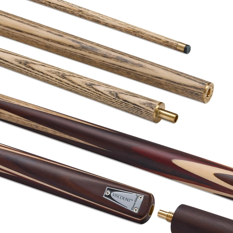POWERGLIDE VISCOUNT Ash 2-Piece 50/50 Jointed Snooker Pool or Billiard Cue Stick | North American Ash Shaft | Hand-spliced Rosewood Butt | 19 oz | Full Size 57" | 6 inch Extension | 9.5mm Tip