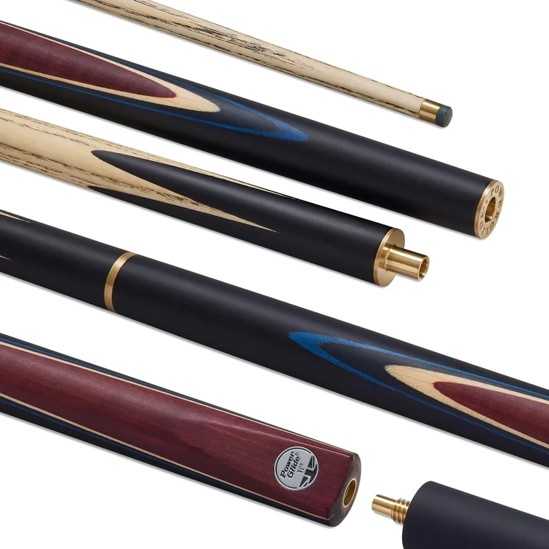 POWERGLIDE VI Ash 3/4 Joint Snooker Pool or Billiard Cue Stick | North American Ash Shaft | Hand-spliced Ebonised Butt | 19 oz | Full Size 57" | 6 inch Extension | 9.5mm Tip