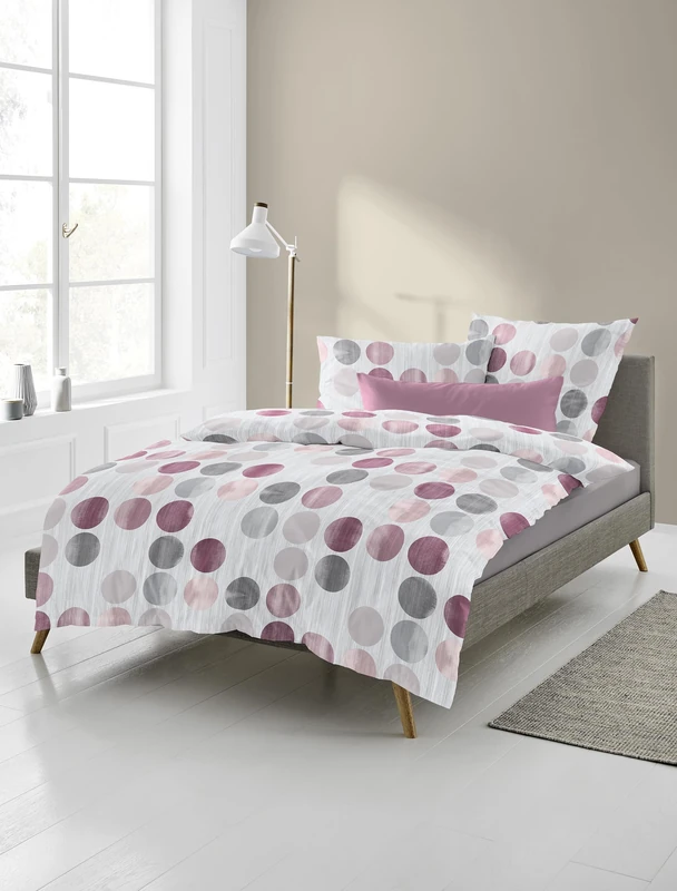 Bierbaum Bed Linen 4153, Fine Flannelette, Designed in Germany, Fraise 60, 155 x 220 + 80 x 80 cm, Comfort Size