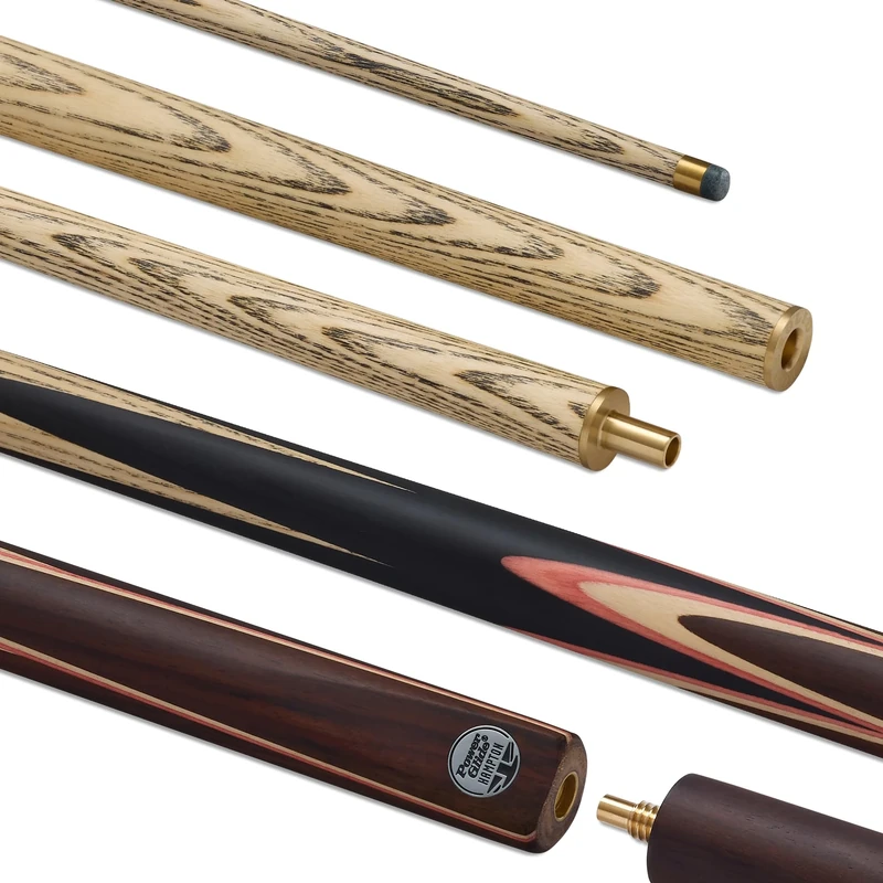 POWERGLIDE HAMPTON Ash 2-Piece 50/50 Jointed Snooker Pool or Billiard Cue Stick | North American Ash Shaft | Hand-spliced Rosewood Butt | 18 oz | Full Size 57" | 6 inch Extension | 9.5mm Tip