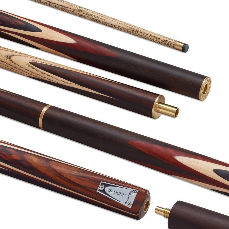POWERGLIDE VISCOUNT Ash 3/4 Jointed Snooker Pool or Billiard Cue Stick | North American Ash Shaft | Hand-spliced Rosewood Butt | 18 oz | Full Size 57" | 6 inch Extension | 9.5mm Tip
