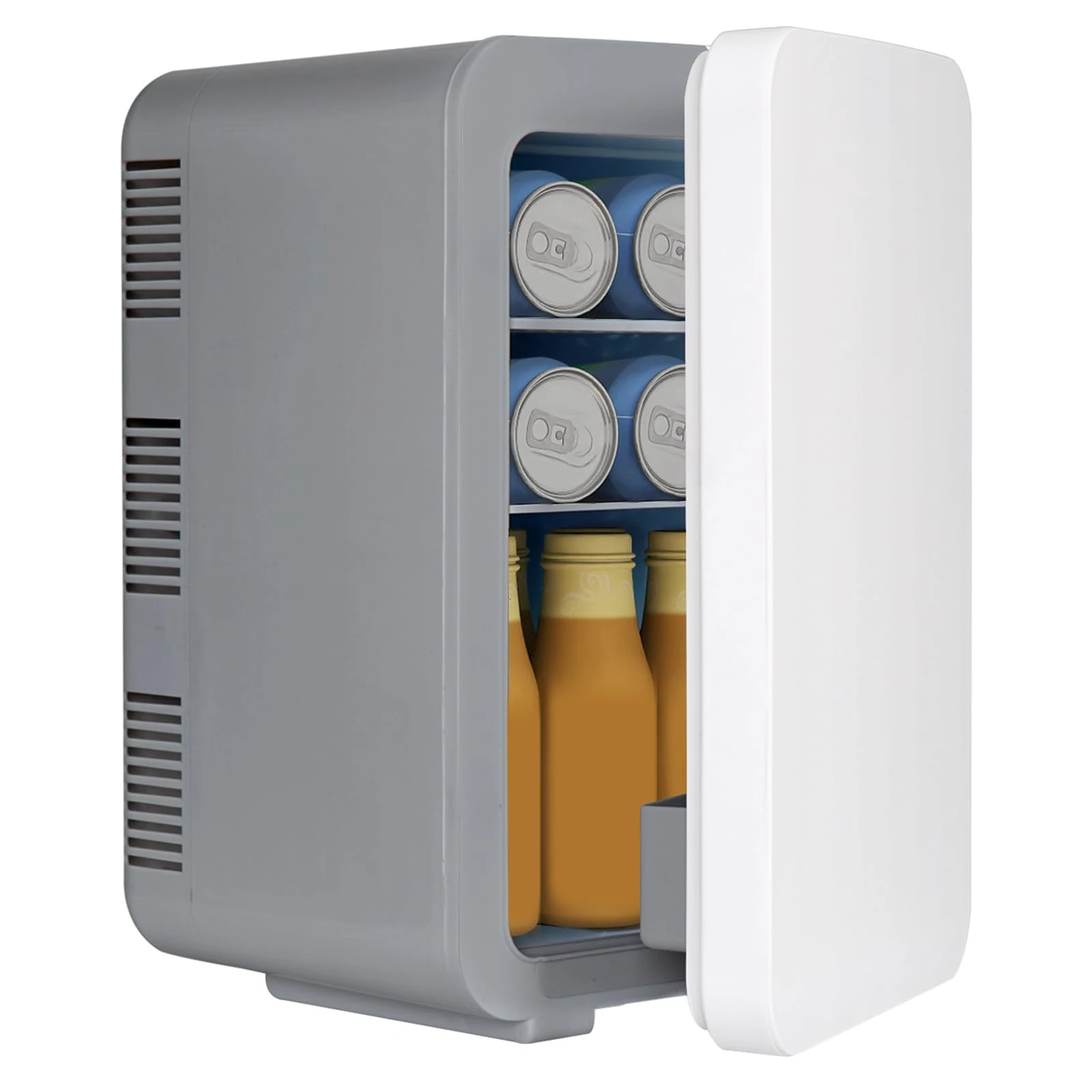 ARTETHYS Mini Fridge for Bedrooms 10L Small Car Fridge Mini Refrigerator with System Cooler and Warmer for Home Office, 220V AC/12V DC, Grey