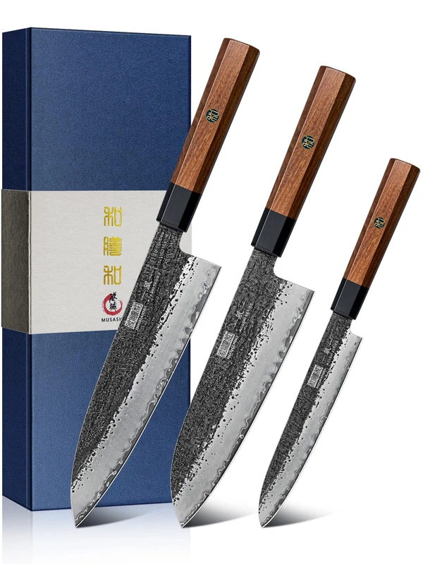 HOSHANHO 3 Pieces Knife Set, Professional Japanese High Carbon Steel Kitchen Knife Set, Ultra Sharp Chef Knives Sets with Octagonal Rosewood Handle
