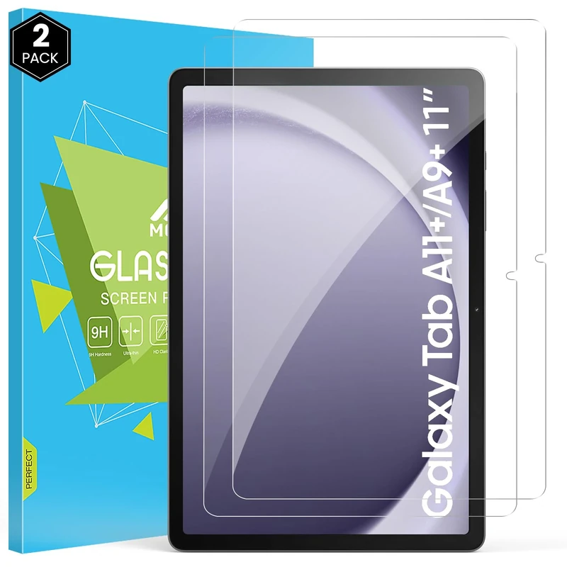MoKo 2 Pack Screen Protector for Samsung Galaxy Tab A11 Plus/A11+ 11 Inch 2025, Tempered Glass High Definition for Galaxy Tab A9 Plus Screen Protector, Case Friendly 9H Hardness, Glass Slim Film