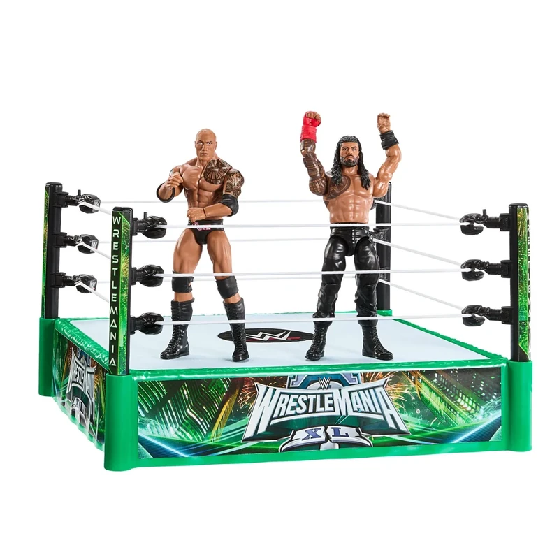 Mattel WWE Bloodline Rules Playset with Ring & 2 Action Figures, Includes The Rock & Roman Reigns 6-inch Superstar Collectibles, JNB02