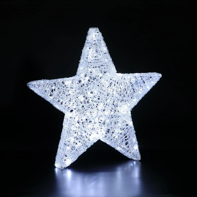 Noma Acrylic Star with 200 Duo LEDs in Warm & Cool Light - Indoor & Outdoor Christmas Decoration with Timer, 70 cm (Pack of 1)