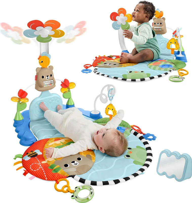 Fisher-Price Baby Play Mat 3-in-1 Kick & Sway Gym, Infant Sensory Activity Toy for Newborn Developmental Play Ages 0+ Months, JMT98