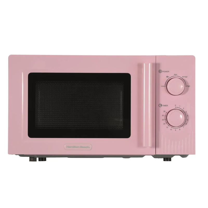 Hamilton Beach Microwave, 20L, Miami, 800W, Manual Dial Controls, Quick Defrost, 35 Min Timer, 5 Cooking Levels, Flamingo Pink - HBMX20F - Image 1