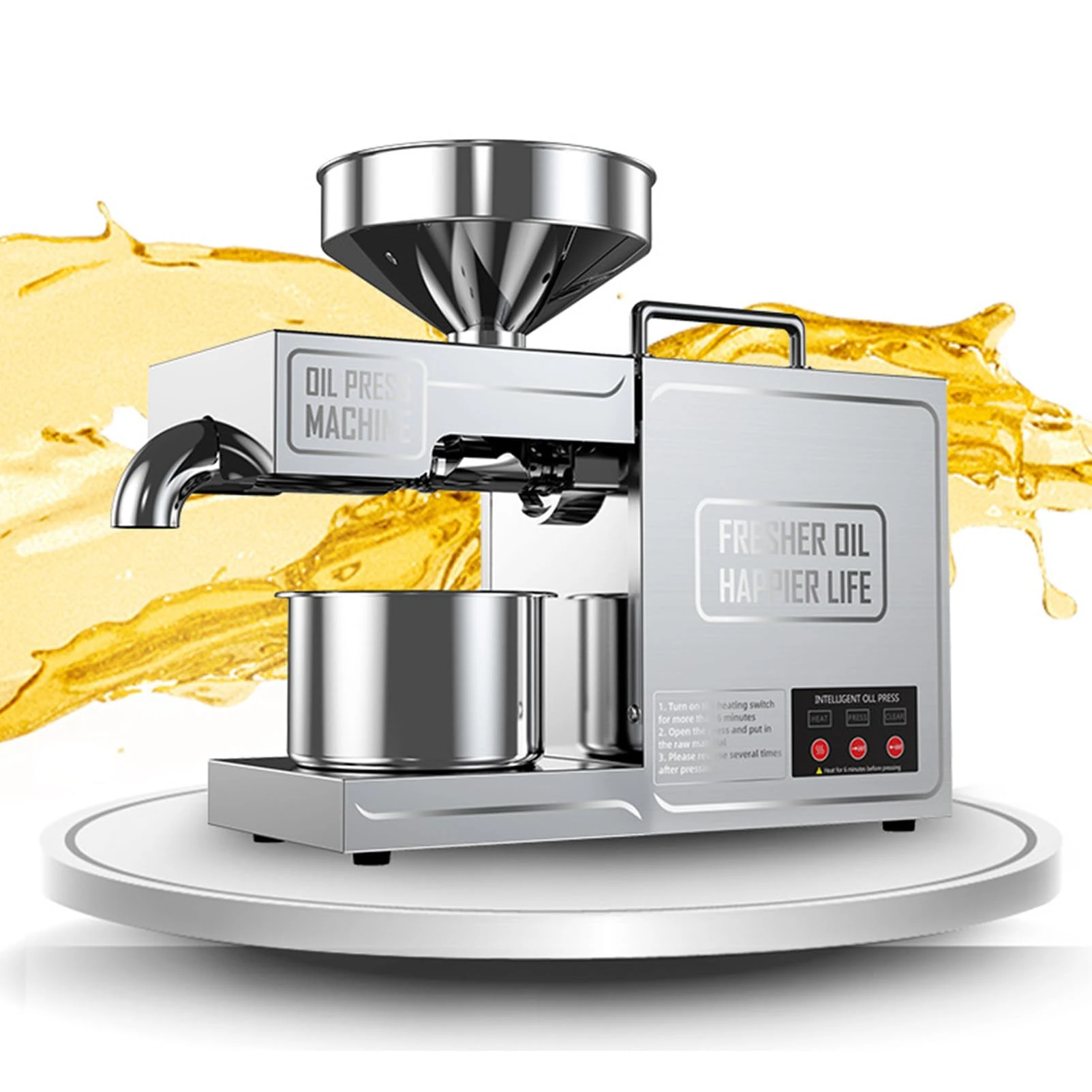 SgyGlyn Automatic Olives Oil Extraction Squeezer Commercial Oil Press Machine, Food Grade 304 Stainless Steel, Commercial Electric Hot/Cold Nut Seed Extractor