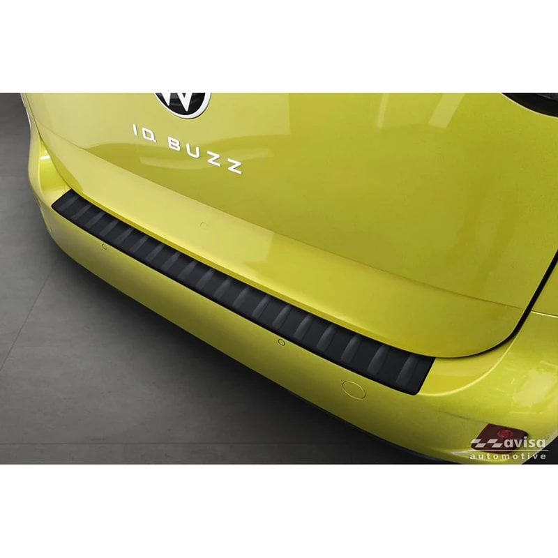Avisa Matt Black Stainless Steel Rear bumper protector compatible with Volkswagen ID.Buzz + Cargo 2022- 'Ribs'