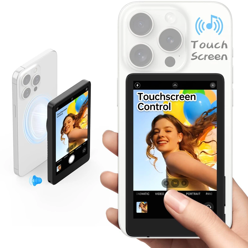 ROTTOGOON Vlog Selfie Monitor Screen for iPhone Magnetic Touch Selfie Monitor Suitable for Selfies Vlog TikTok Live Broadcast Scenes Compatible with iPhone and Android(Black)