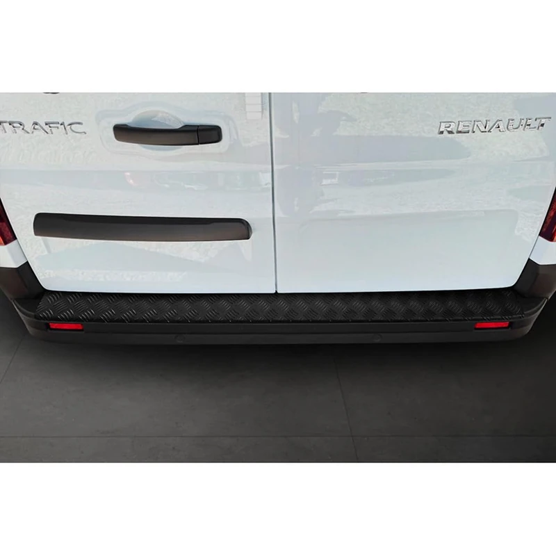Avisa Matt Black Aluminum Rear bumper protector compatible with Renault Trafic III/Nissan NV300 2014- / Opel Vivaro 2014-2019 & Fiat Talento 2016-2021 '3mm Riffled Plate'