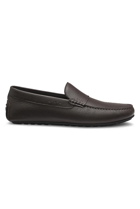 BOSS Loafer Aus Gewalktem Leder Mit Profilsohle Brown