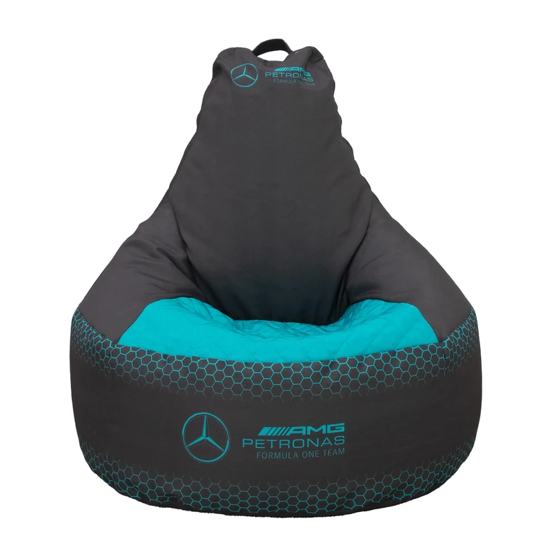 Mercedes Large Bean Bag, Highback Gaming Bean Chair with Filling Included, Comfortable Blue and Black Design F1 Hexagon Lounging Chair for All Ages and Indoor and Outdoor Use - Image 1