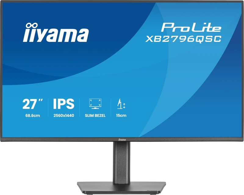 iiyama XB2796QSC-B1 27 inch IPS, 4-side slim bezel, 4ms, 2560x1440,144Hz, 1x HDMI,1 x USB-C 65W PD, 2 x USB Hub, 150mm HAS