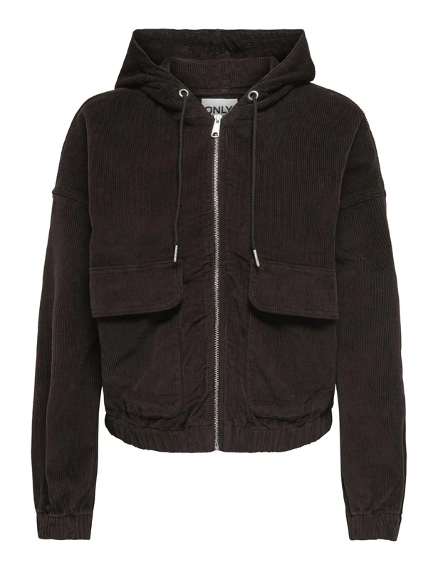 ONLY Women's Onlkenzie L/S Cord Jacket Pnt Noos Short Corduroy Jacket with Hood (Pack of 1), Black coffee, x_s