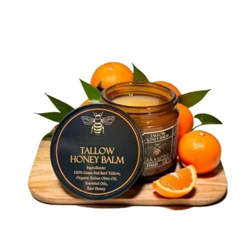 Marroomi Organic Grass-Fed Beef Tallow Balm with Raw Honey, Natural Face Moisturizer, 50ml Jar, Unscented Skincare Treatment for Dry and Sensitive Skin, Daily Use