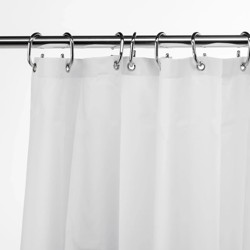 Croydex Recycled White Shower Curtain with Weighted Hem - Anti Mould and Mildew Resistant, Solid White Water Repellent and Recyclable Fabric, 200cm Long Shower Curtain (200WX200H)