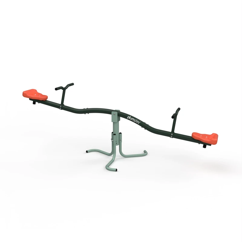 Plum Play 360 Rotating Seesaw - Kids Garden Teeter Totter with Sit & Spin Action - Outdoor Playground Equipment for Ages 3+ - Green, 50kg Max per User