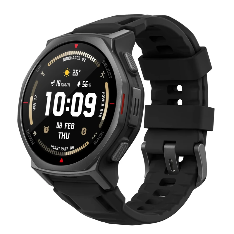 Amazfit T-Rex 3 Pro Outdoor Smart Watch 44mm Sapphire AMOLED Display with Flashlight, Ti Bezel, Dual Band GPS, Offline Maps, 17 Days Battery, 10 ATM, 180+ Sports Mode for Android & iPhone, Black - Image 1