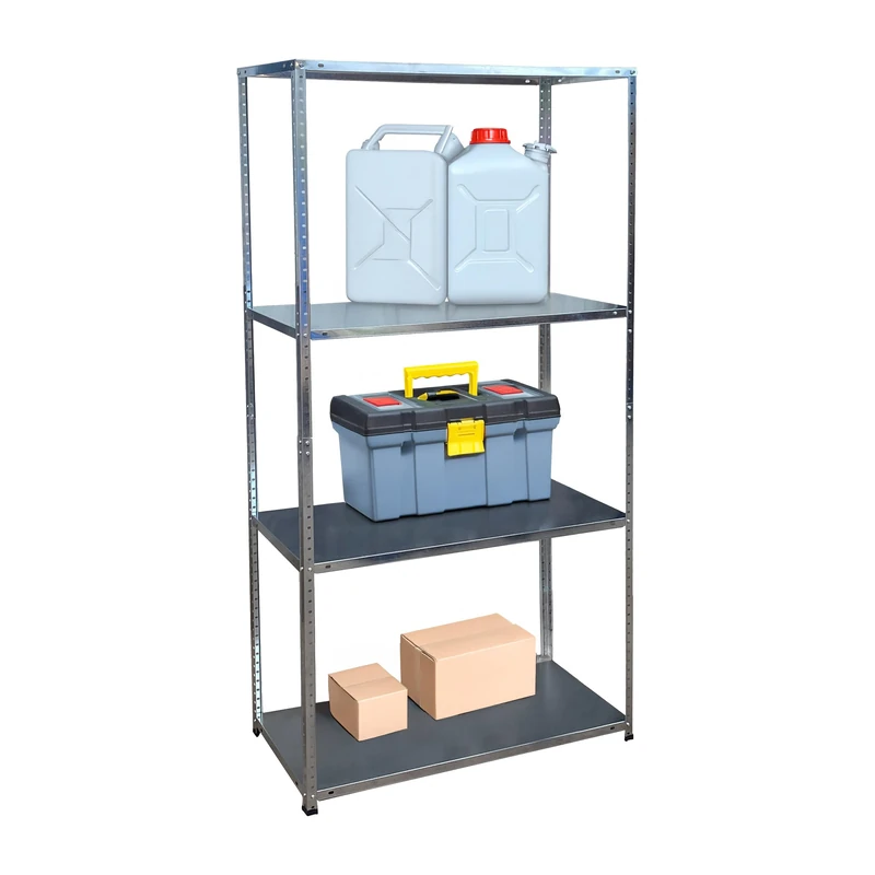 Relaxdays heavy-duty storage rack, galvanised steel, HWD 180 x 90 x 40 cm, 160 kg, 4 shelves, basement & garage, silver