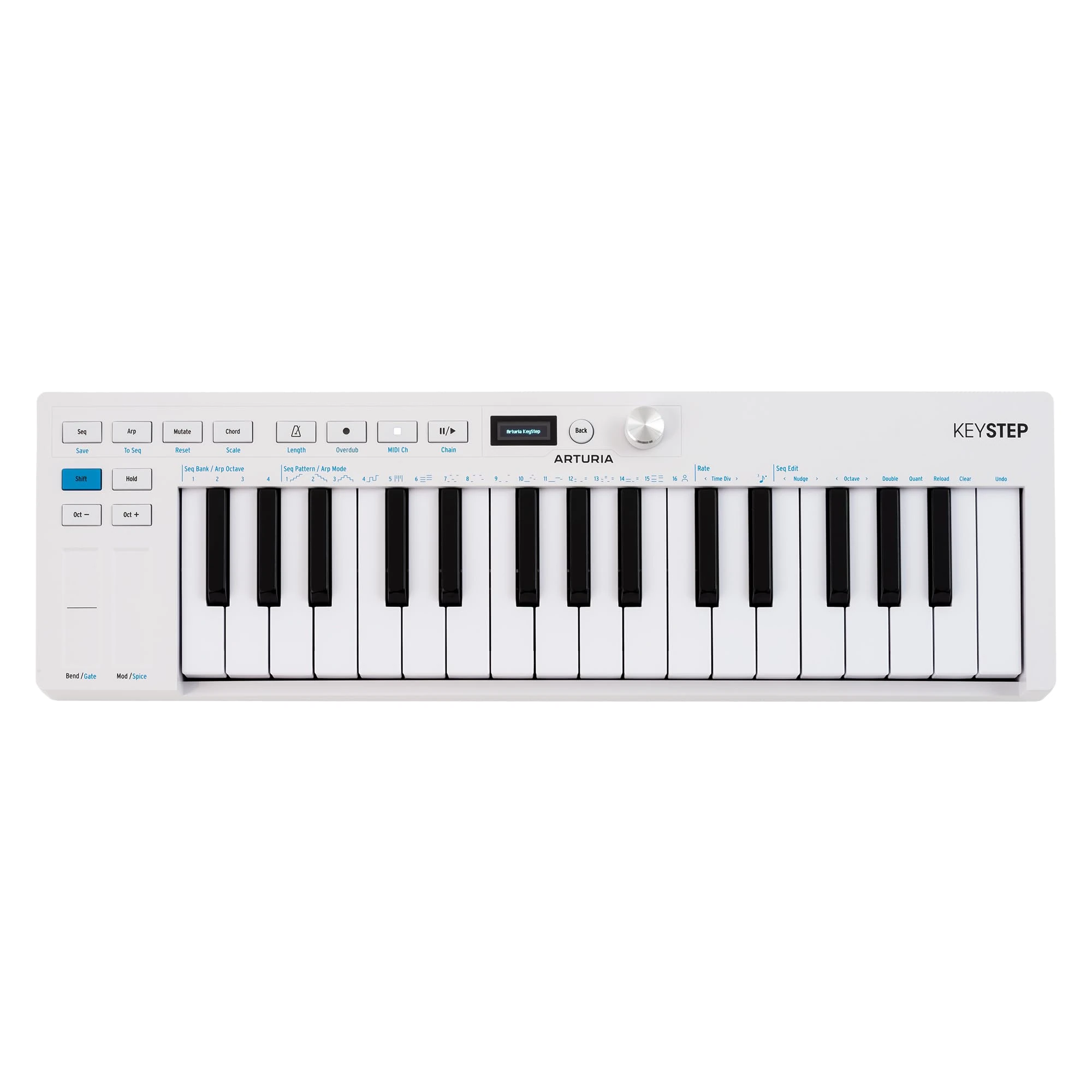 Arturia - Keystep MK2 - Portable MIDI Controller, Sequencer and Arpeggiator - 32 Slimkeys, OLED Display, Polyphonic Step Sequencer, 16-Mode Arpeggiator, CV-Compatible - White