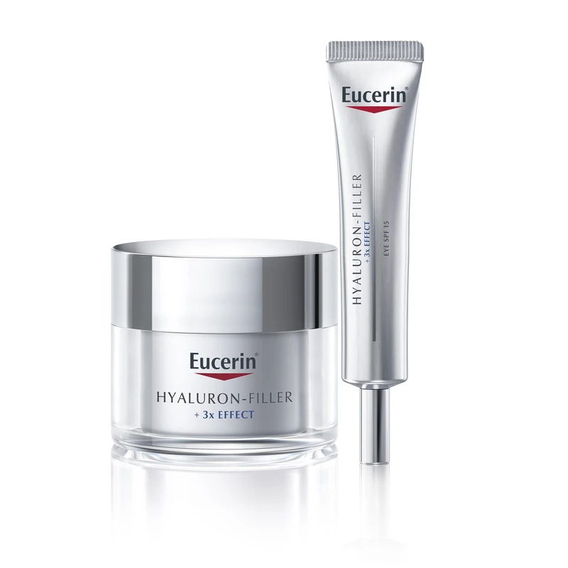 Bundle of Eucerin Hyaluron-Filler Day SPF 30 (50ml) + Eucerin Hyaluron-Filler Eye Cream SPF 15 (15ml), Anti-Wrinkle Day Cream for Refined Skin, Advanced Eye Treatment for Fine Lines and Deep Wrinkles