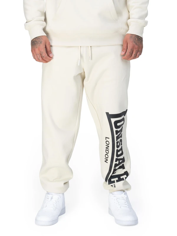 Lonsdale Men's Logo Jogging Bottoms Large Regular Fit, Beige/Black, XXL