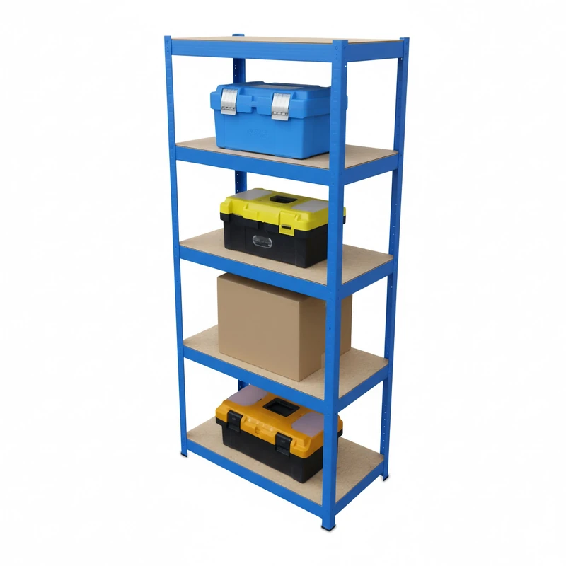 Relaxdays heavy-duty shelving unit, HxWxD 180x60x30 cm, 500 kg load capacity, 5 tiers, plug-in storage unit, blue
