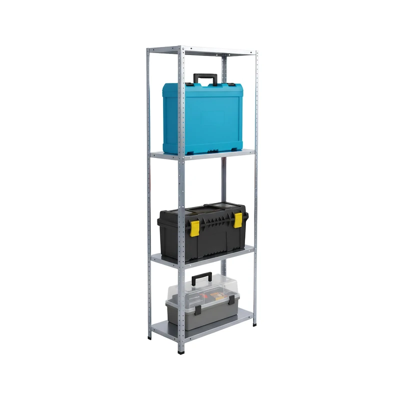 Relaxdays heavy-duty storage rack, galvanised steel, HWD 180 x 60 x 40 cm, 160 kg, 4 shelves, basement & garage, silver